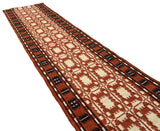 New Zealand Wool Cream, Terracotta And Brown 2.5x21.5 feet Geometric Runner