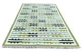 Modern Handmade Cotton Green And Cream Marianne Striped Rug-6757