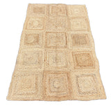 Modern Handmade Natural Jute Checker Board Rug Indian Dhurrie -8045