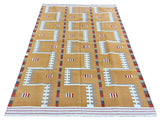 Modern Handmade Cotton Flat Weave Mustard Geometric Marianne Rug-6764