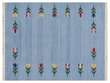 Modern Handmade Cotton Sky Blue Leaf Patterned Area Rug-6839