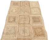 Modern Handmade Natural Jute Checker Board Rug Indian Dhurrie -8045
