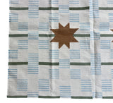 Modern Handmade Cotton Rug, 5'x8' Sky Blue, Sage Green And Cream Star And Dash Striped Rug-6825