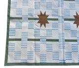Modern Handmade Cotton Rug, 5'x8' Sky Blue, Sage Green And Cream Star And Dash Striped Rug-6811