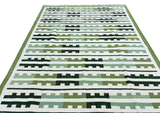 Modern Handmade Cotton Green And Cream Marianne Striped Rug-6757