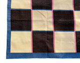 Modern Handmade Cotton Rug, 8'x8' Cream, Brown And Pink Checker Board Rug-6822