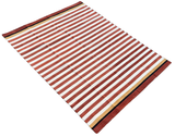 Modern Handmade Cotton Terracotta And White Striped Rug-6538