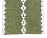 Modern Handmade New Zealand Wool Dark Olive Green And White Geometric Runner-6756