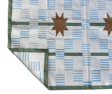 Modern Handmade Cotton Rug, 5'x8' Sky Blue, Sage Green And Cream Star And Dash Striped Rug-6811