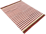 Modern Handmade Cotton Terracotta And White Striped Rug-6538