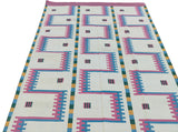 Modern Handmade Cotton Rug, 5x7 Pink And Cream Geometric Rug-6781
