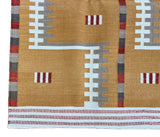 Modern Handmade Cotton Flat Weave Mustard Geometric Marianne Rug-6764