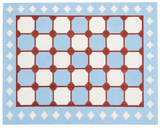 Modern Handmade Cotton Sky Blue, Cream And Terracotta Area Rug-6457