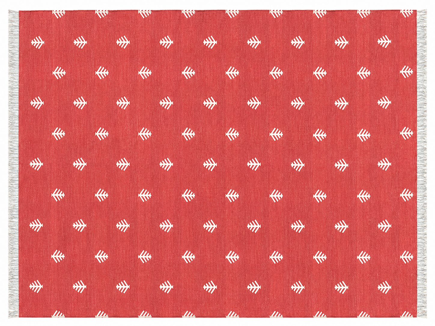 Modern Handmade Cotton Terracotta And White Tree Patterned Area Rug-6844
