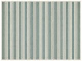 Modern Handmade Woolen Greyish Blue And White Striped Rug-6836