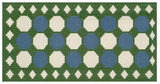Modern Handmade New Zealand Wool Moss Green, Cream And Sky Blue Geometric Runner-6838