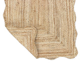 Modern Handmade Natural Jute Scalloped Rug Indian Dhurrie -8043