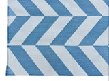 Modern Handmade Cotton Blue And White Zig Zag Striped Rug-6531