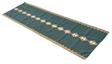 Modern Handmade New Zealand Wool Turquoise Blue, Cream And Beige Geometric Runner-6806