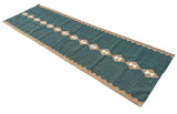 Modern Handmade New Zealand Wool Turquoise Blue, Cream And Beige Geometric Runner-6806