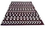 Modern Handmade Cotton Coffee Brown And Cream Geometric Rug-6536