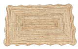 Modern Handmade Natural Jute Scalloped Rug Indian Dhurrie -8043