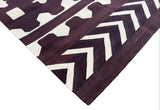 Handmade Cotton Dark Coffee Brown And Cream Geometric Rug for Evotia Tuliau in Size 280x280cm
