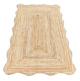 Modern Handmade Natural Jute Scalloped Rug Indian Dhurrie -8043