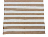 Modern Handmade Cotton Tan And White Striped Runner-6720