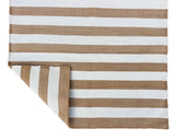 Modern Handmade Cotton Tan And White Striped Runner-6720