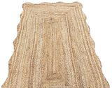 Modern Handmade Natural Jute Scalloped Rug Indian Dhurrie -8043