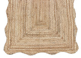 Modern Handmade Natural Jute Scalloped Rug Indian Dhurrie -8043