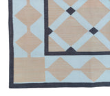 Modern Handmade Cotton Cream, Beige And Brown Geometric Dhurrie Runner-6784