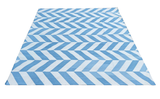 Modern Handmade Cotton Blue And White Zig Zag Striped Rug-6531