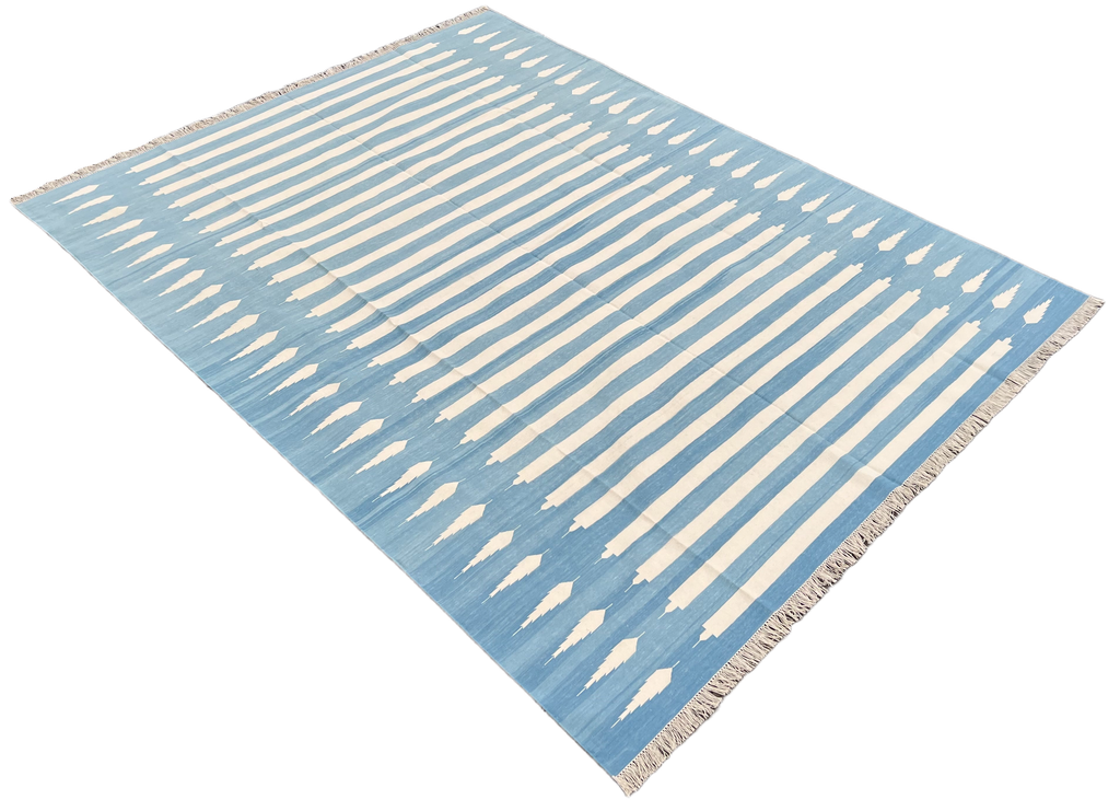 Custom New Zealand Wool Blue And White Arrow Striped 9x12 Rug for Joss ...