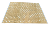 Modern Handmade Cotton Flat Weave Mustard Diamond Rug