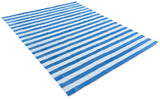 Modern Handmade Cotton Blue And Cream Striped Rug-6702