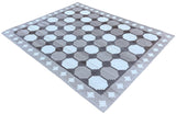 Modern Handmade Cotton Beige And Brown Geometric Swedish Star Rug-6759