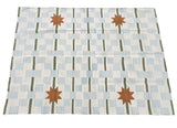 Modern Handmade Cotton Cream, Blue, Green And Tan Star Dash Striped Rug-6740