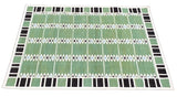 Modern Handmade Cotton Area Flat Weave Rug, Natural Vegetable Dyed, Green And Brown Geometric Indian Dhurrie