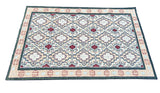 Modern Handmade Cotton Cream, Peach Red Leaf Geometric Indian Dhurrie-6741