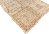 Modern Handmade Natural Jute Checked Blocked Rug Indian Dhurrie -8044