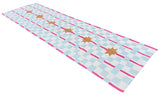Modern Handmade Cotton Cream, Sky Blue Tan And Pink 4x14 Feet Star And Dash Runner-6749