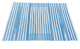Modern Handmade Cotton Blue And White Candle Striped Rug-6745