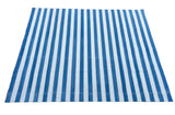 Modern Handmade Cotton Blue And Cream Striped Rug-6702