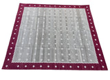 Modern Handmade Cotton Area Flat Weave Rug, Beige, Cream And Pink Diamond Indian Dhurrie-6728