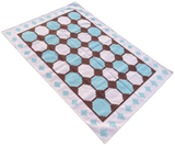 Modern Handmade Cotton Lavender And Blue Geometric Tile Star Rug-6539