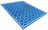 Modern Handmade Cotton Indigo Blue And Cream Diamond Rug-6738