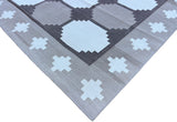 Modern Handmade Cotton Beige And Brown Geometric Swedish Star Rug-6759
