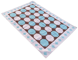 Modern Handmade Cotton Lavender And Blue Geometric Tile Star Rug-6539